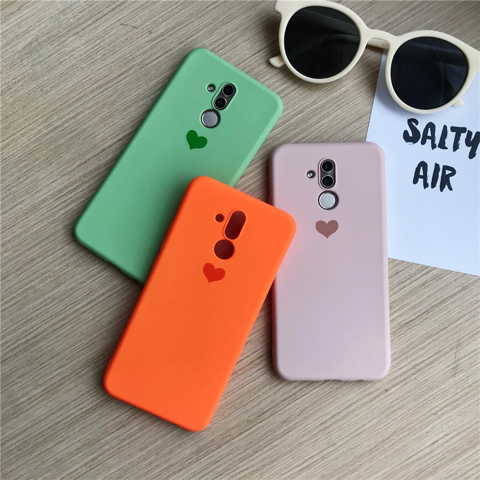 Cute Love Heart Print Sand Texture Phone Cases For Huawei Mate 20 Lite 10 9 P30 Pro P20 P10 Nova 4 Cover Silicone TPU Soft Case |