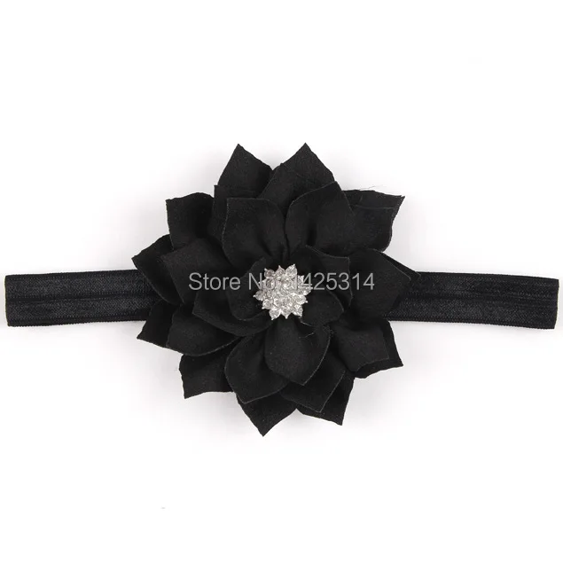 12 шт. Детская повязка на голову с цветком двойной листьями лотоса Стразы детский