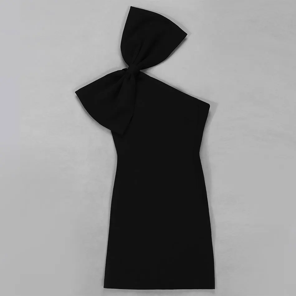 CIEMIILI New Black White Fashion Dress 2018 Women One-Shoulder Evening Party Sexy Bow Sleeveless Asymmetrical Bodycon Mini | Женская