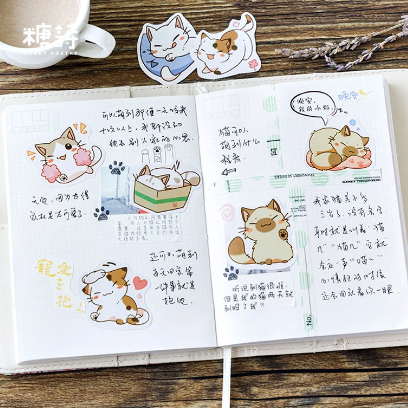 45 шт./компл. Kawaii Cat дневник-блокнот для заметок Стикеры s милый планировщик для скрапбукинга "сделай сам" Молочный Стикеры офисные школьные принадлежности, блокноты