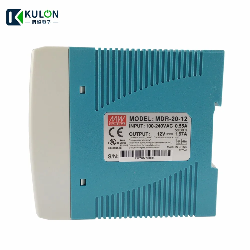 Meanwell MDR-20-12 20 Вт 1.67A 12 В переменного тока в постоянный din-рейку MDR-20 питания
