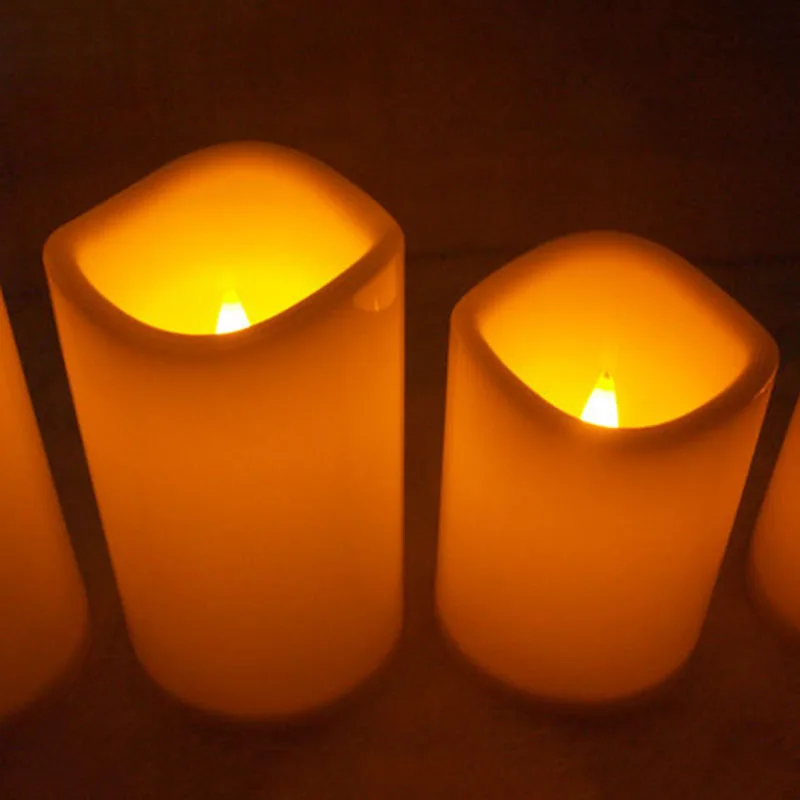 

15/13/10/7cm Cylindrical Flickering LED Candle Light Flameless Christmas Lamp