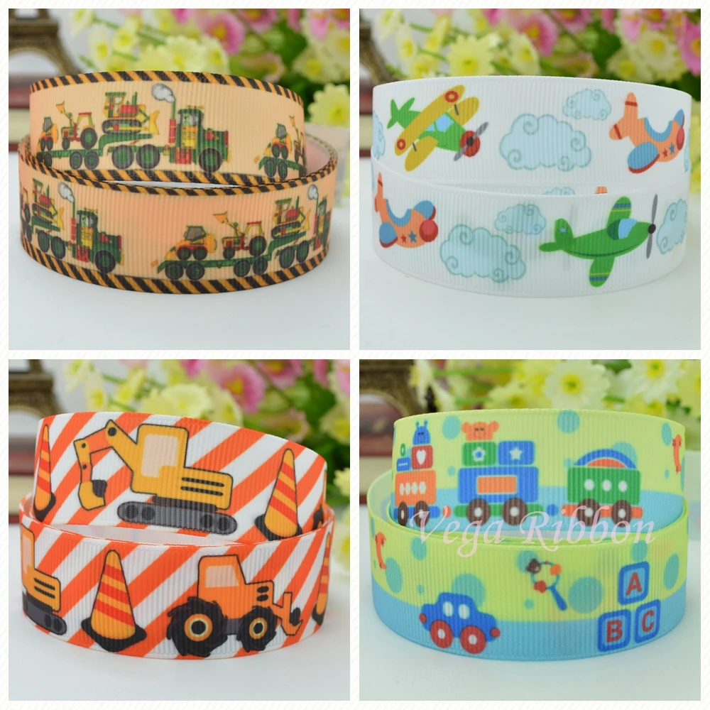 DUWES 7/8 &quot22 мм 2 5 10 20 50 ярдов машина самолет грузовик напечатанный grosgrain ленты волос