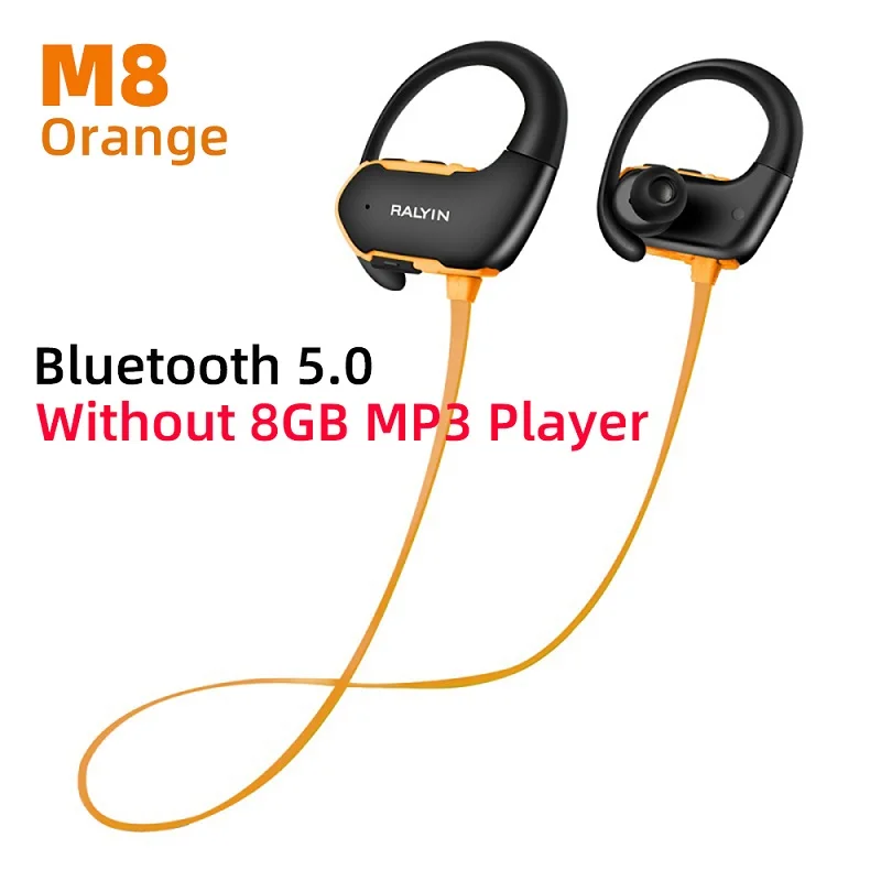Ralyin M8 bluetooth 5,0 наушники IPX7 водонепроницаемые спортивные беспроводные наушники 8 часов воспроизведения auriculares bluetooth inalambrico - Цвет: M8 Orange