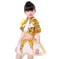 girl gold sequin jazz dance children modern dance costume fashion waltz dancing dress stage show dresses jazz costumes for girl