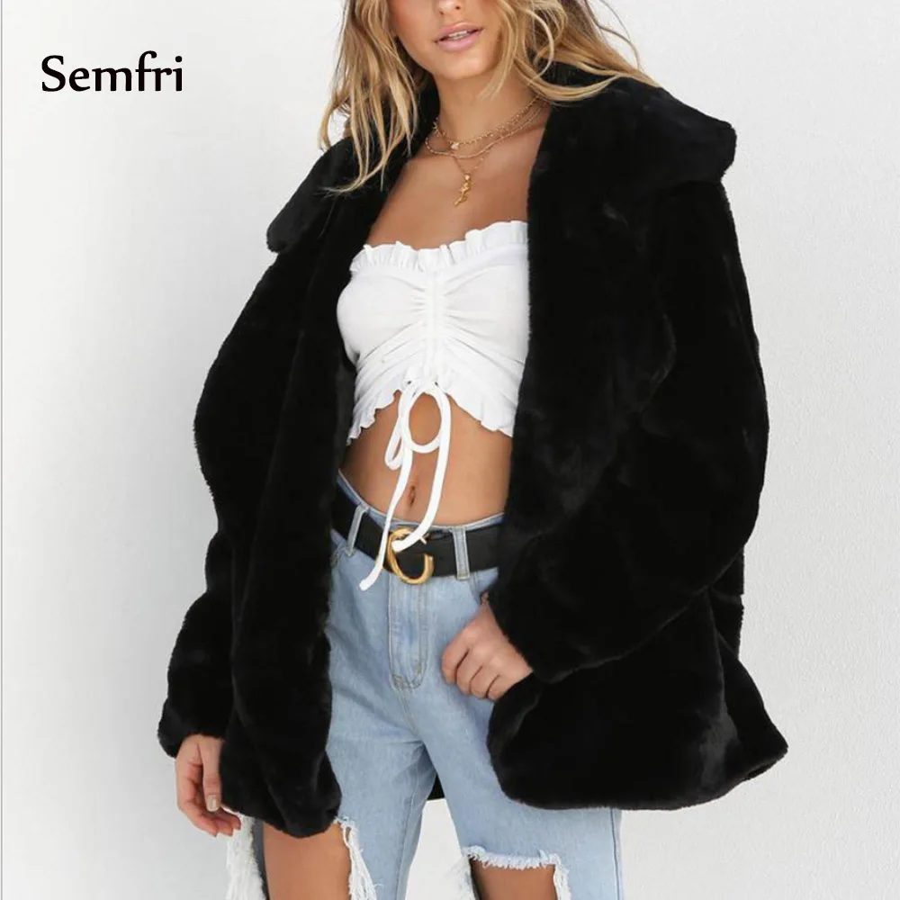 Semfi для женщин Большие размеры Цветной Повседневное искусственного меха пальто