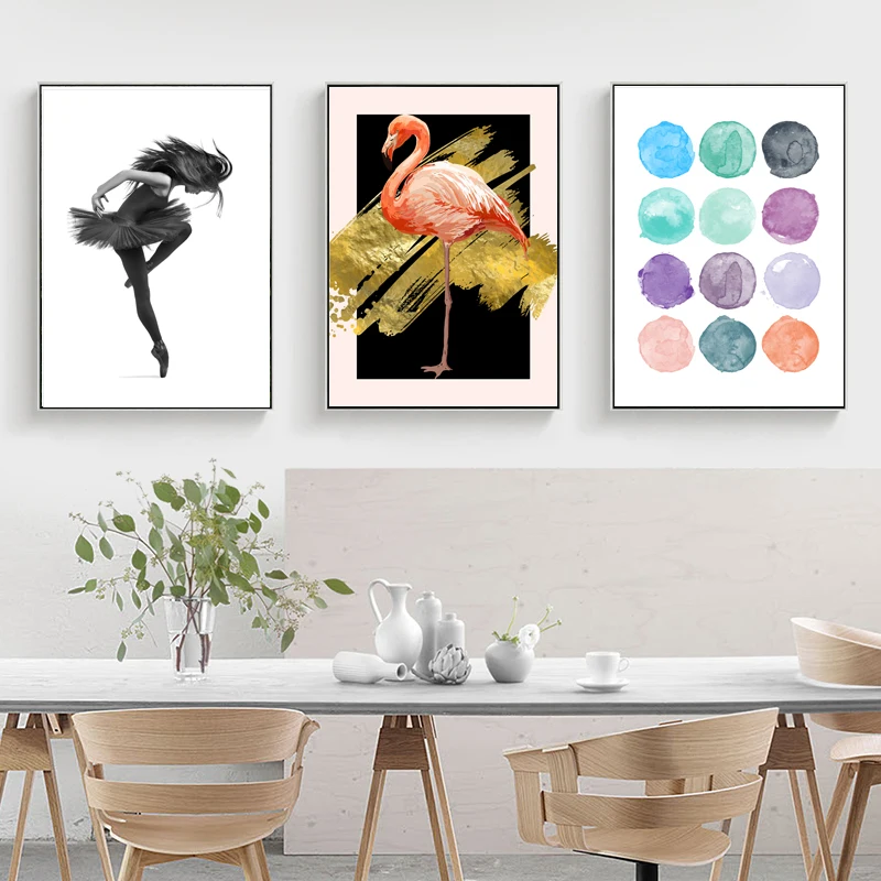 Мультфильм Северный плакат девушка холщовая картина анимальный абстрактный