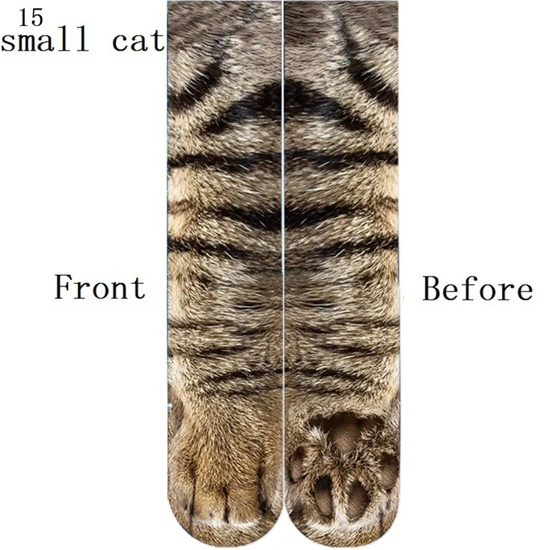 15-Small Cat Новые модные популярные хлопковые носки с принтом в виде лап животных для мужчин и женщин забавные носки с 3D принтом в виде животных эластичные дышащие носки унисекс QRVB103 - Цвет: 15-Small Cat