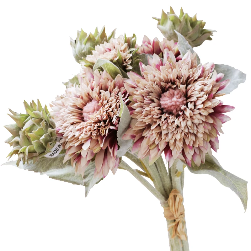 

America Rustic Style Fake Flowers Super Beautiful 1 Bouqeut Sunflowers Decorative Artificial Flowers Home Table Decor