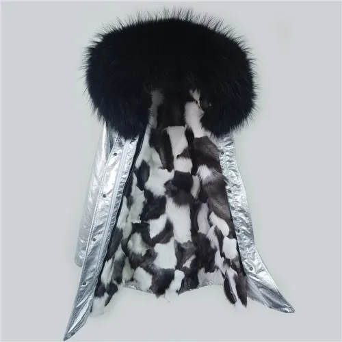 C25 long fox liner Furlove новинка, зимние пальто, женские куртки, настоящий большой воротник из меха енота, толстые женские пуховики и парки серебряного цвета, пальто из искусственного меха - Цвет: C25 long fox liner