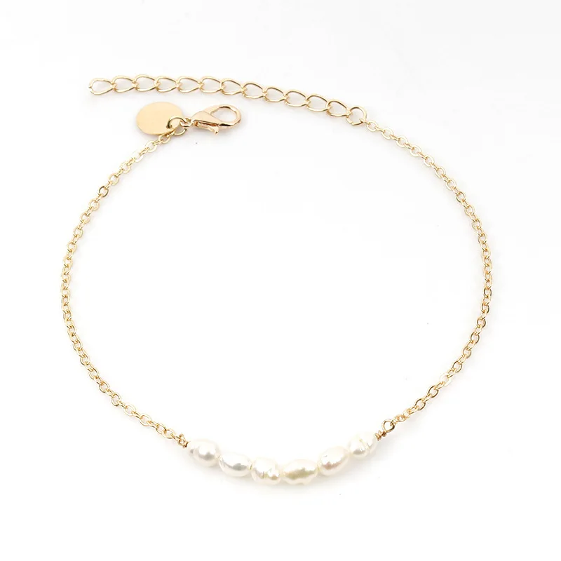 

Fashion Simple Beach Pearl Foot Chain Anklets Bohemian Gold Silver Sequins Adjustable Pendant Anklet Bracelet for Women Jewelry