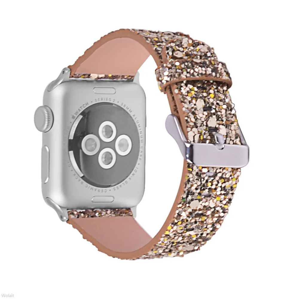Кожаный ремешок для apple watch Band apple watch 5 4 3) 44 мм/40 мм, 42 мм, 38 мм, версия наручных часов iWatch, 5/4/3/2/1 Браслет bling Ремешок пояс