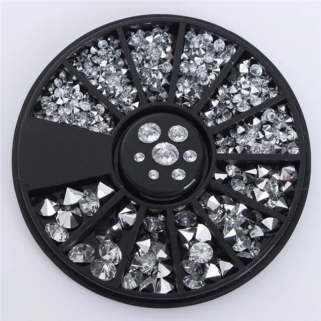 Clear Sharp Black DIY ногтей колесо Типсы Кристалл Сверкающие Стразы 3D дизайн ногтей украшение белый AB Цвет акриловое сверло - Цвет: Clear Sharp Black