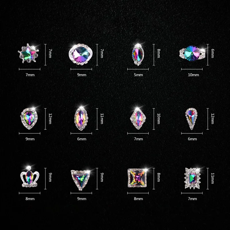 Multicolored Alien does not fall bottom seven color glass AB Rhinestone nail carousel jewelry flame drill | Дом и сад