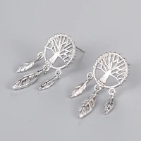 daisies new design wishing tree of life dream catcher net earrings 925 sterling silver stud earrings for women statement jewelry