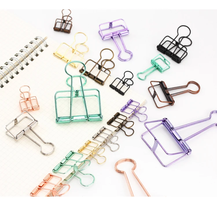 Mr Paper 8 Colors 3 Sizes Ins Colors Gold Sliver Rose Green Purple Binder Clips Large Medium Small Office Study Binder Clips
