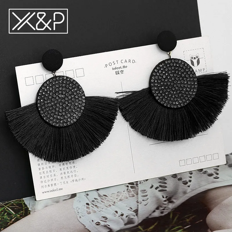 Black 1 X& P модные богемные серьги с большими кисточками крупное золото ручной работы Brincos Висячие Подвесные серьги с кисточкой для женщин Za ювелирные изделия - Окраска металла: Black 1