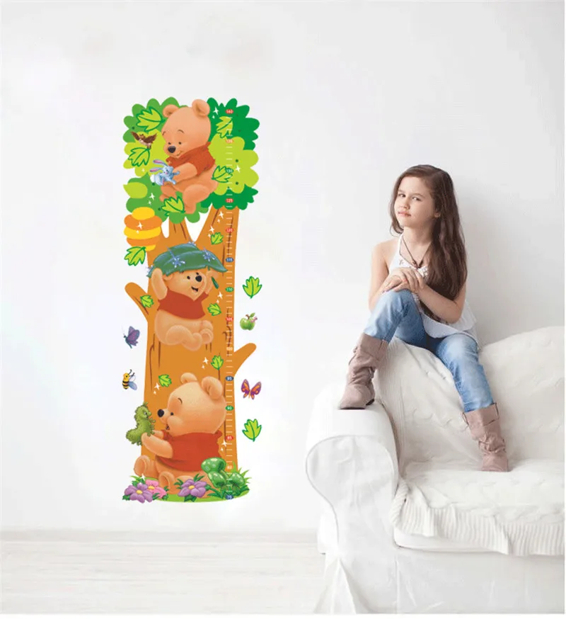Мультфильм Винни Медвежонок измерения высоты DIY настенные наклейки для детской