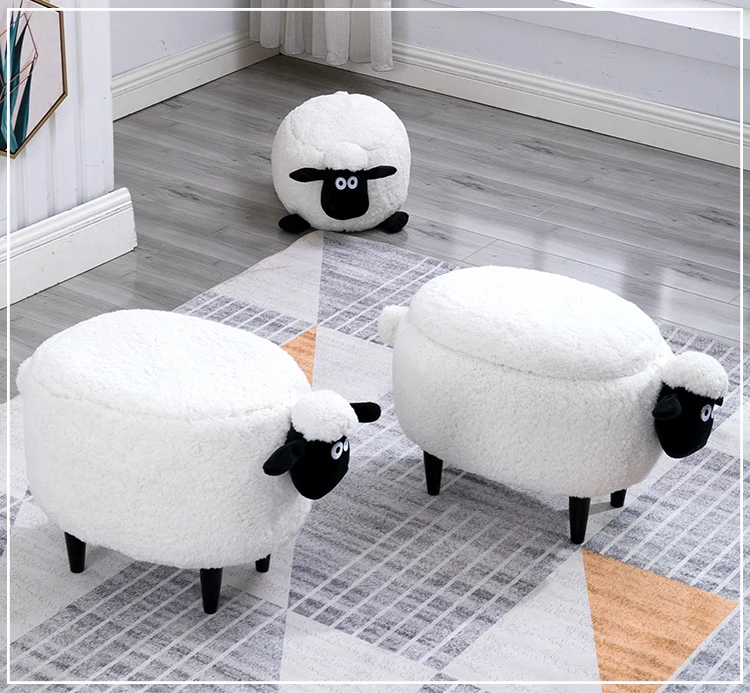 Модные моющиеся обуви Скамья Диван с деревянные ножки Multicolorsheep Форма Творческий деревянная скамеечка надежное хранение
