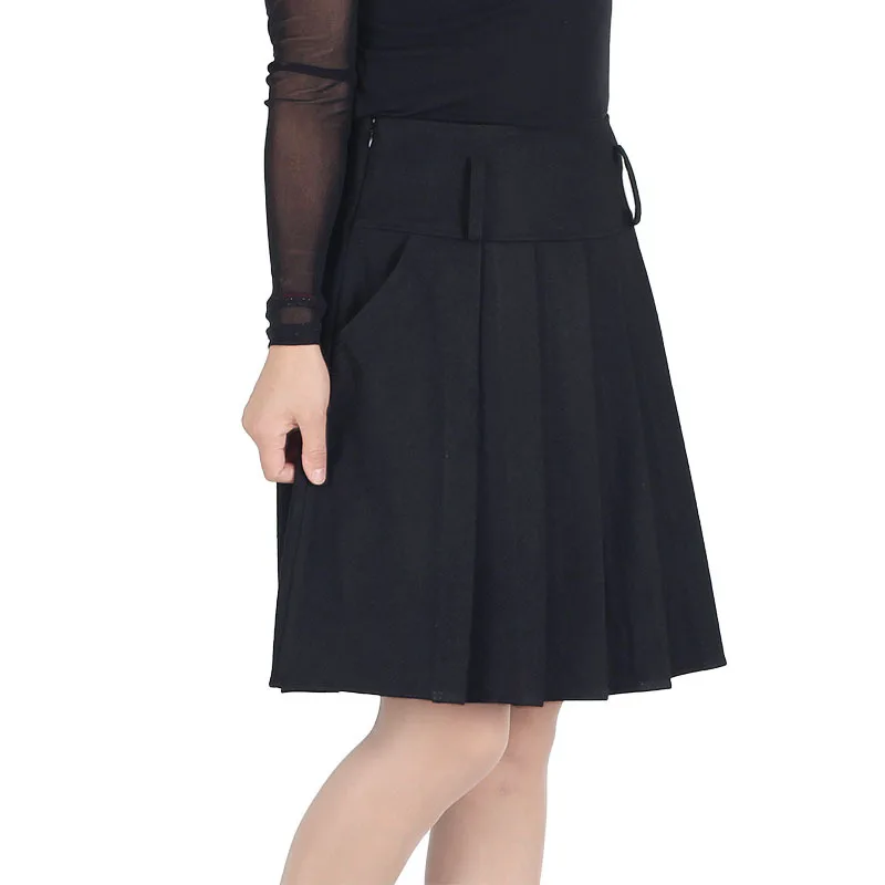Black Skirt Зимняя женская юбка, осенняя, модная, на молнии, закрытая, ампир, мини, короткая, плиссированная, Falda, женская, базовая, утолщенная, теплая, шерстяная, юбки - Цвет: Black Skirt