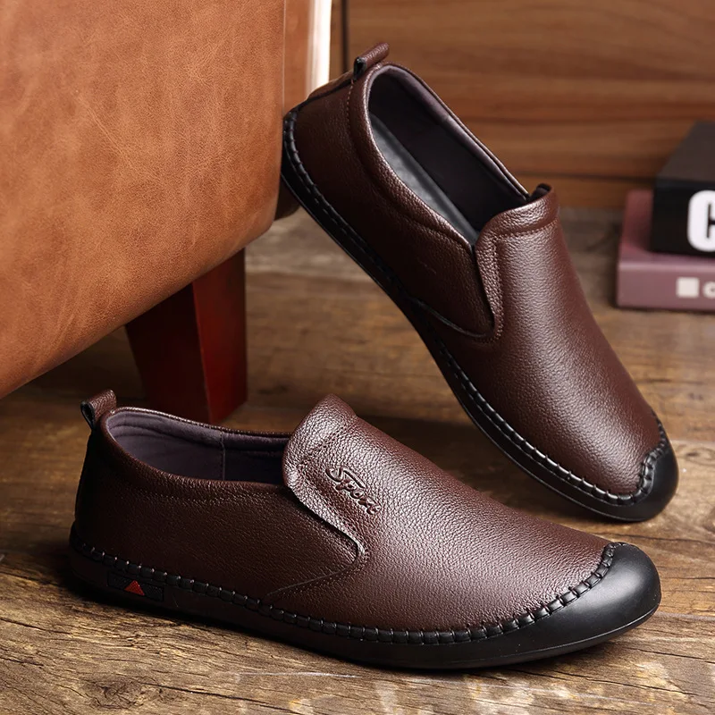 IPCCM Autumn New Fashion Breathable Leather Handmade Men's Casual Soft Bottom Comfortable Slip Light And | Обувь