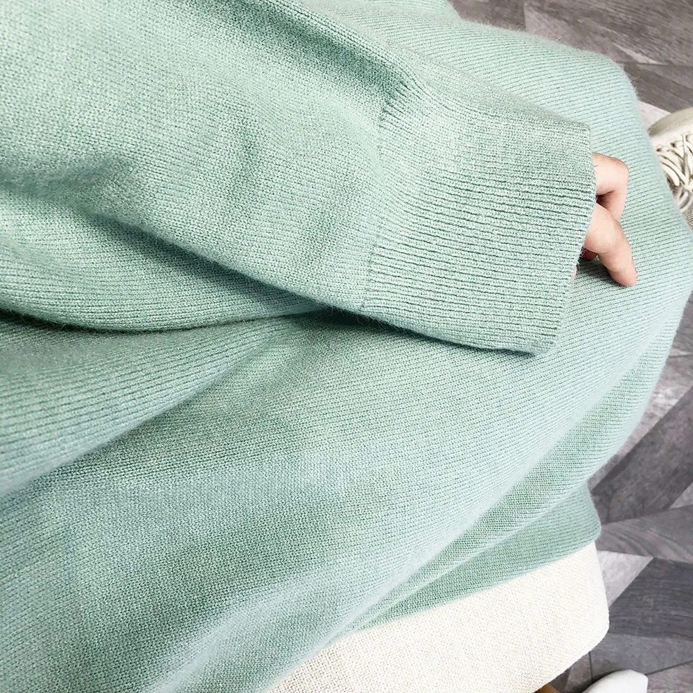 Женский свитер с длинным рукавом свободный Свитер оверсайз трикотажный для