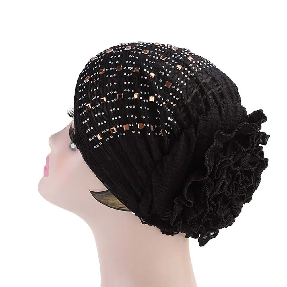 Модная Женская эластичная шапка с цветами тюрбан женская выпадением волос