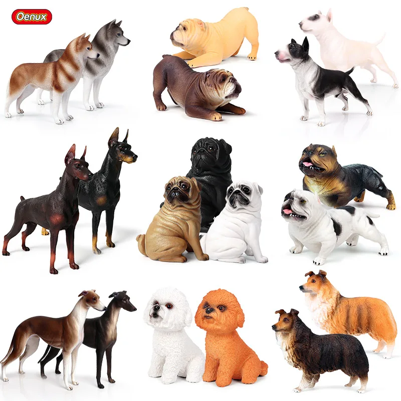 Фигурки больших собак Oenux Имитация животных питбултерьера ротвейлера добермана