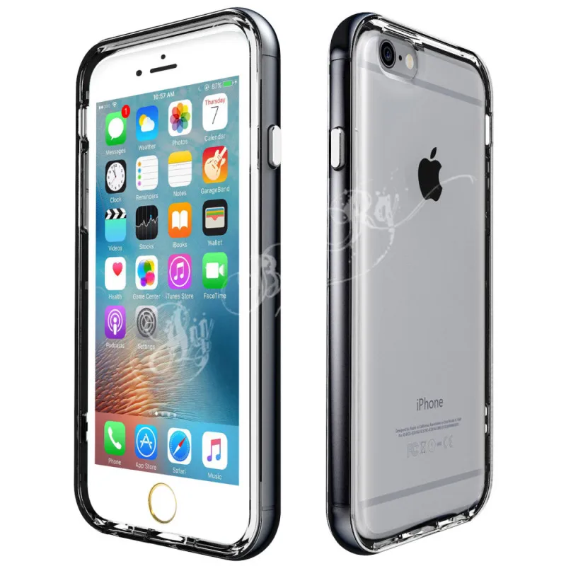 Прозрачная задняя крышка Жесткий Бампер рамка чехол для iphone 8 7 6 6S Plus Xs X Гибридный 2 в 1 пластиковые мягкие из ТПУ противоударный чехол s - Цвет: Black(YL)