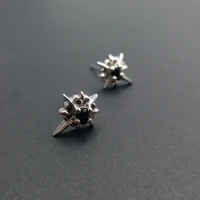 fashion black star 100 pure 925 sterling silver earrings with cubic zirconia stud earrings for women girls female jewelry gifts