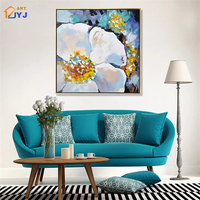 Яркий цвет цветочный рисунок холст настенная живопись ручная роспись