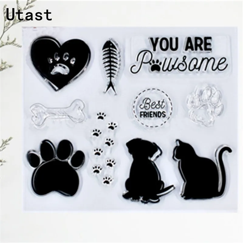 Прозрачные силиконовые штампы для домашних животных собак кошек/прозрачные