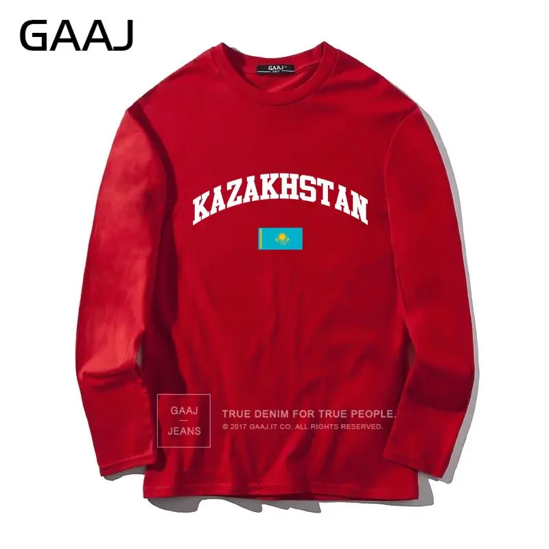 Футболка для мужчин GAAJ флаг Kazakhstan смешной Diy мужчин и женщин унисекс с длинным рукавом Одежда хип-хоп Человек Лето печатных уличная#8FL15 - Цвет: Red