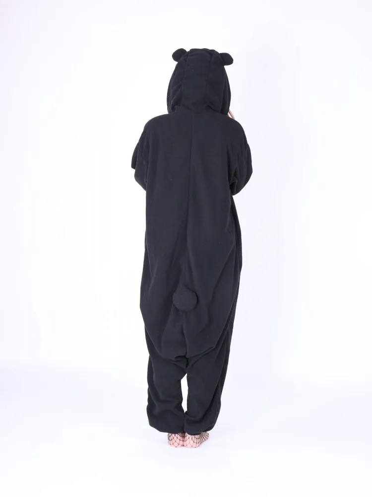 Японского аниме Кумамон медведь Onesie Черный милый карнавальный костюм пижамы для