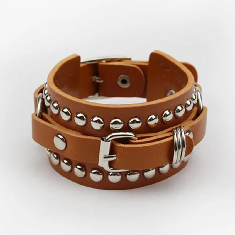 Модный трендовый браслет с пряжкой в стиле панк из искусственной кожи кожаный