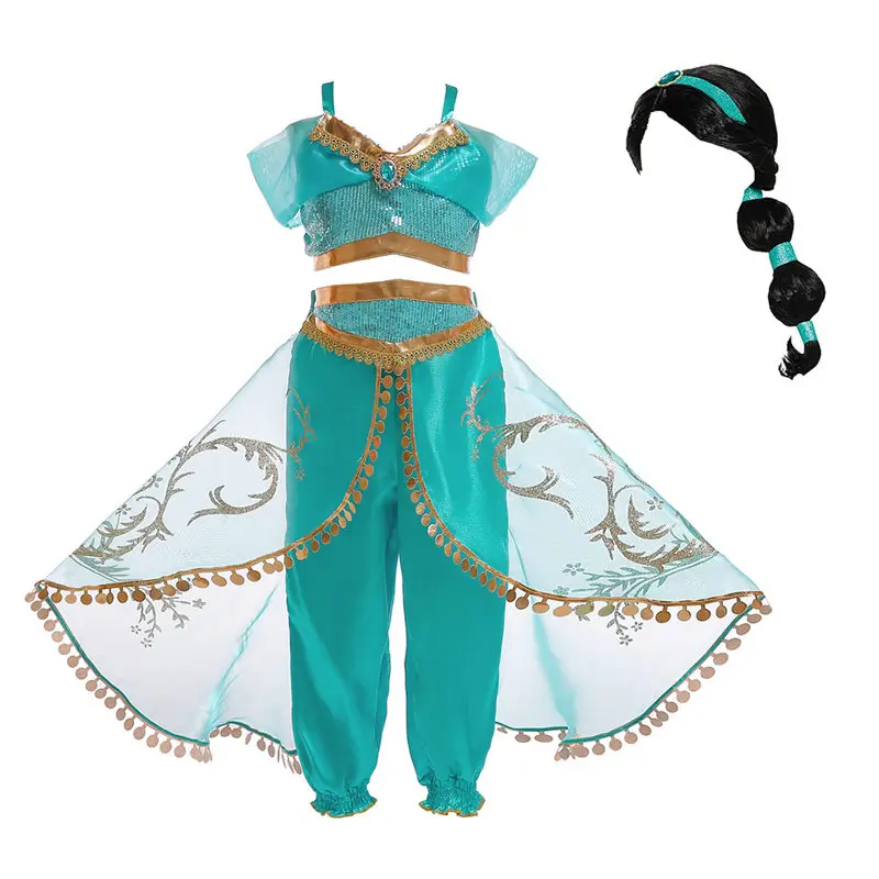 Dresses Sets Daylebaby/костюмы принцессы Аладдина с лампой жасмин для девочек; Детские костюмы для костюмированной вечеринки на Хэллоуин; вечерние платья для танца живота; индийская принцесса - Цвет: Dresses Sets