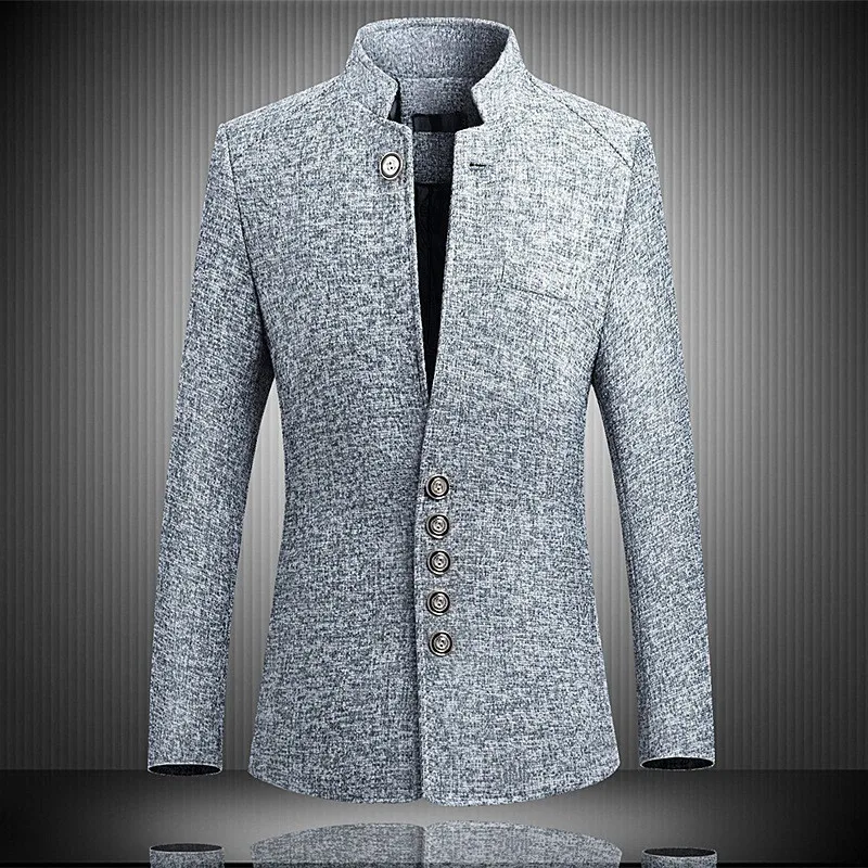 2018 Spring Autumn Solid Casual Men Blazers Long Sleeve Stand Collar Button Hot Sale New Brand Men's GD880 | Мужская одежда