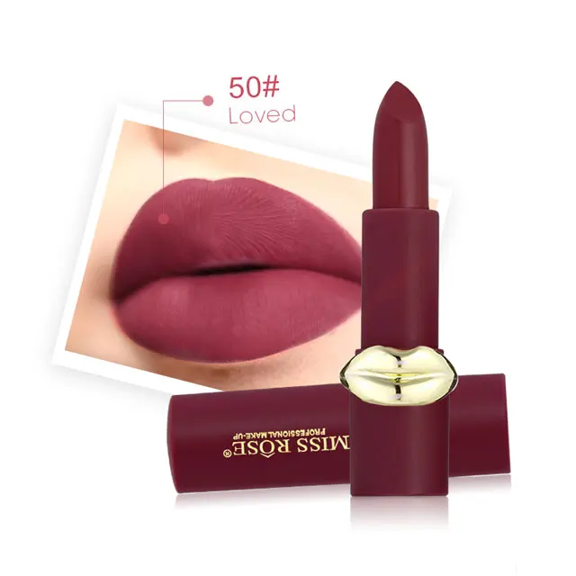 50 Loved 200006155# MISS ROSE помада в форме губ красная красота матовая помада стойкая водостойкая легко окрашиваемая Рубиновая Роза Косметика для губ помада - Цвет: 50 Loved
