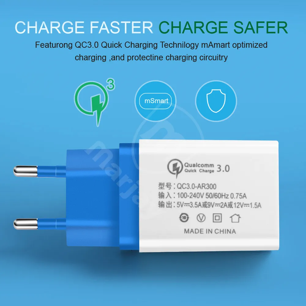 Marjay Quick Charge 3 0 USB Зарядное устройство 5 В 3.5A быстрой зарядки мобильного телефона