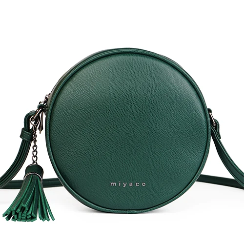 Green Miyaco модные сумки через плечо сумки женские круглые сумки на плечо брендовые сумки-мессенджеры маленькие дамские сумки через плечо с кисточкой - Цвет: Green