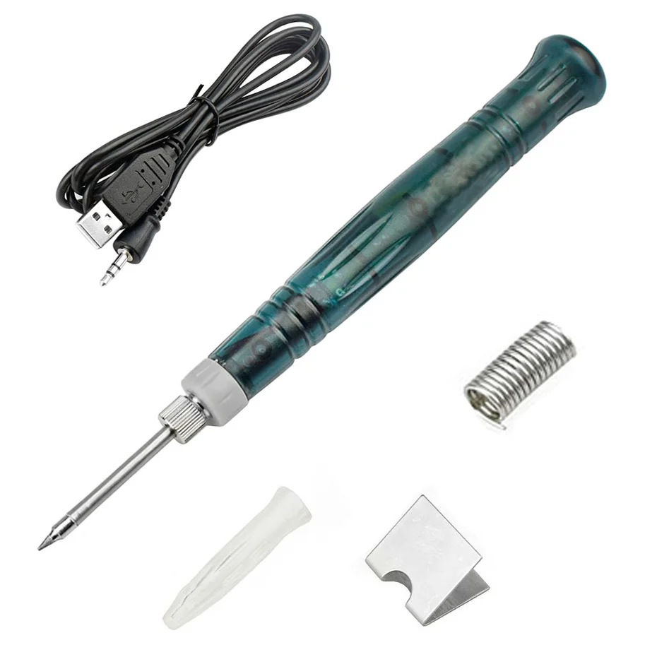 Красный USB паяльник 8 Вт 5 В Мини Портативный наконечник ручки сенсорный Переключатель Электрический паяльник станция Сварка ремонт инструмент паяльник набор - Цвет: Красный