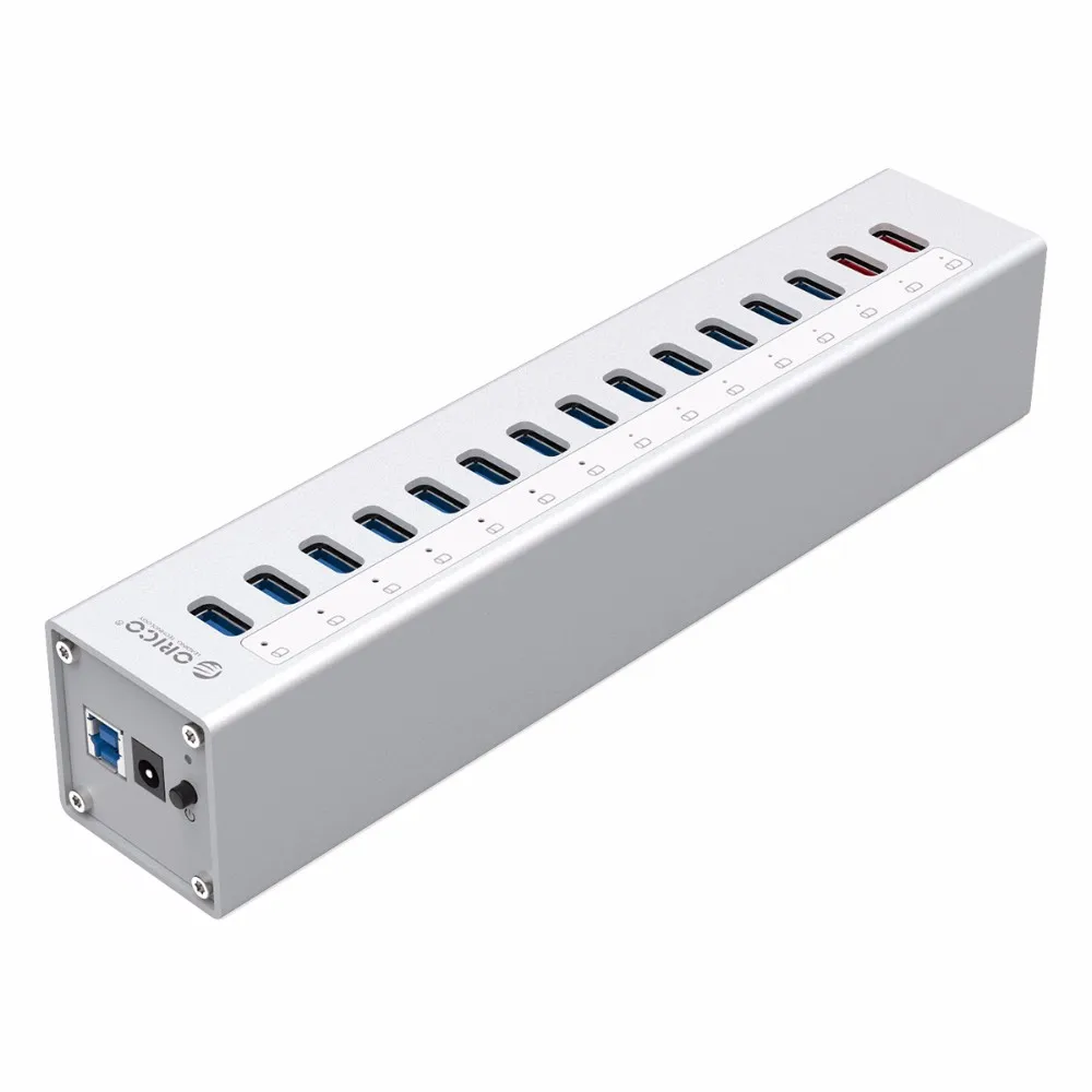 ORICO A3H13P2-SV алюминий 13 портов мульти USB3.0 концентратор сплиттер с 2 зарядными портами 5V2. 4A супер зарядное устройство/5V1A Универсальный Серебряный