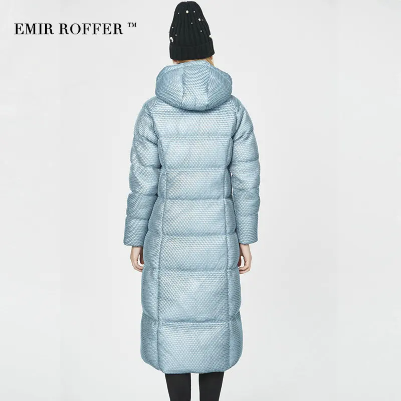 EMIR ROFFER 2017 модный женский пуховик меш большой размер асимметричная длинная теплая