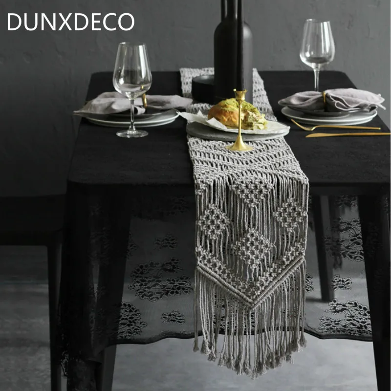 DUNXDECO скатерть покрытие ткань скандинавские простые геометрические ручная работа Хлопок Вязание кисточки современный домашний магазин деко
