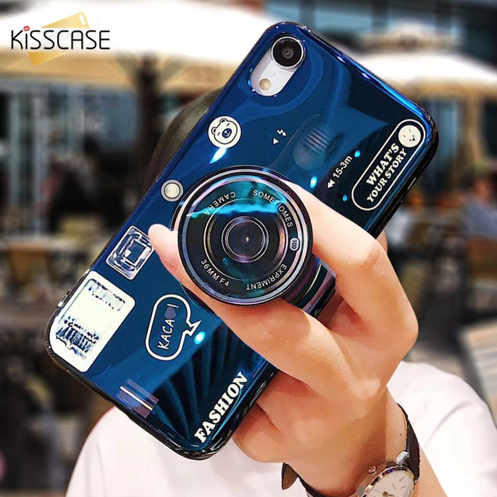 KISSCASE Camera Phone Case For iPhone 8 7 6S 6 Plus XS Max XR X With Grip Buffing Soft TPU Fundas |