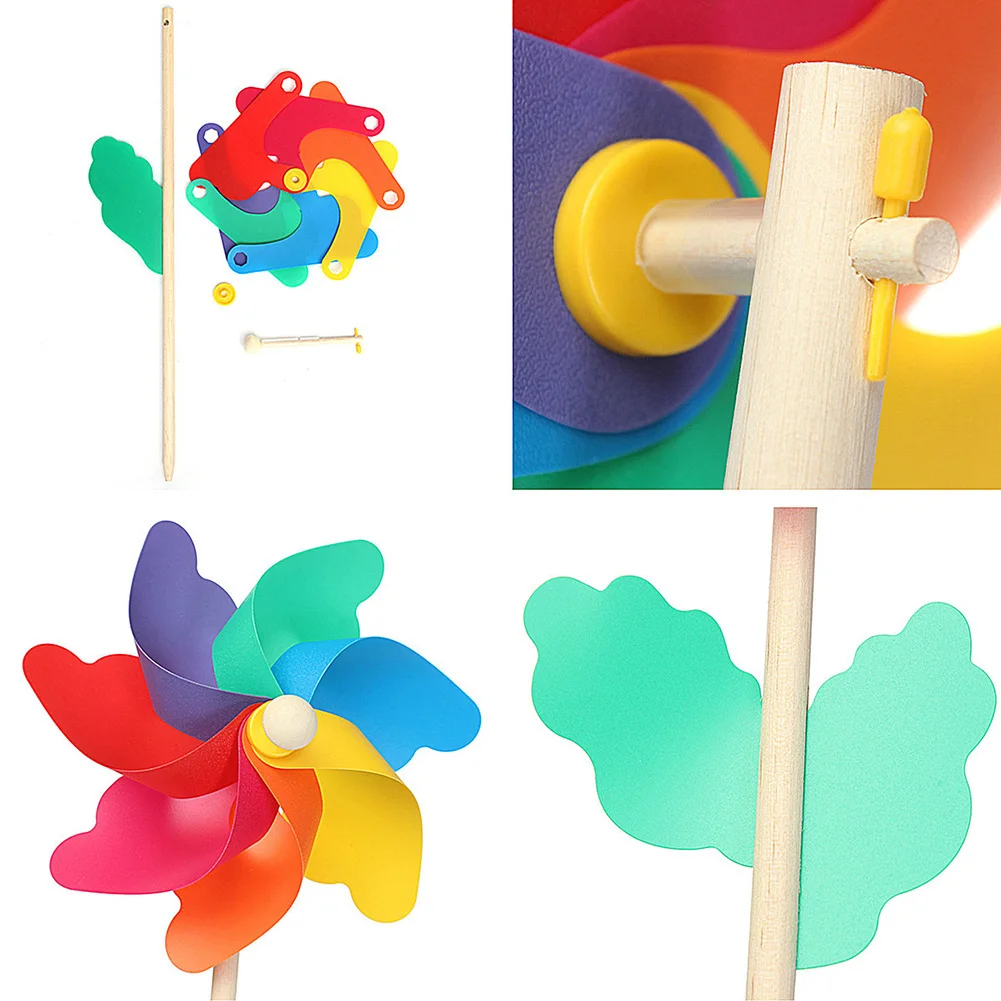 Деревянный полюс ветряная мельница Радуга Pinwheel детские игрушки Классические сад