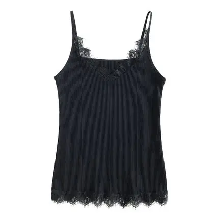 

Spring and summer women's wear with loose waistcoat, eyelashes V-neck jacket, sexy threaded cotton undercoat