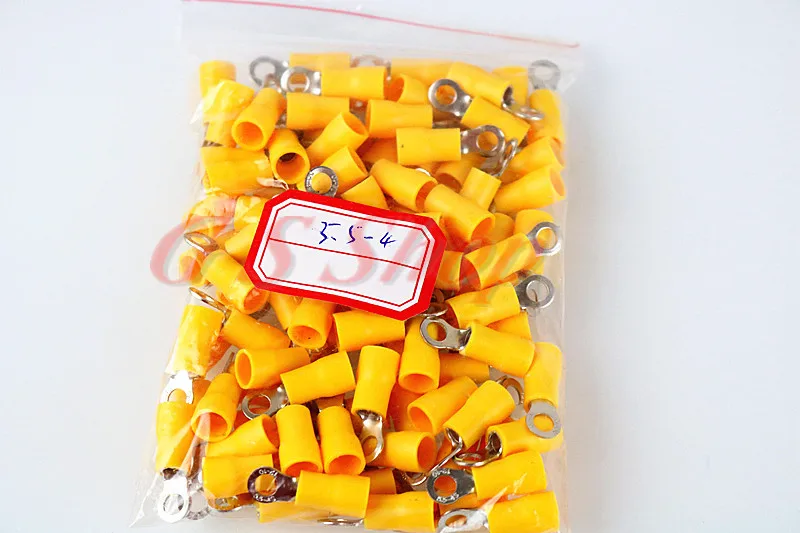 RV5.5-4 Yellow Ring insulated terminal 50PCS/Pack cable Crimp Terminal suit 4-6mm2 Cable Wire Connector RV | Обустройство дома