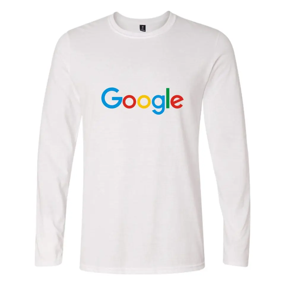 Повседневная футболка Google с длинным рукавом круглым вырезом и логотипом Google|logo