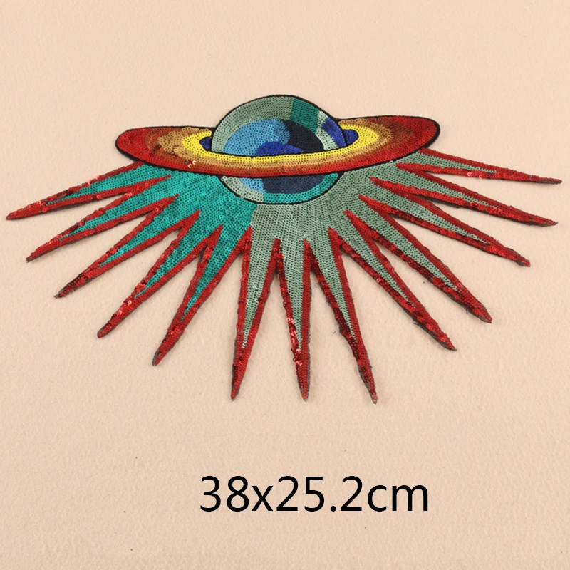 5pcs/set Large size UFO planet Iron On Patch Sewing Embroidered Applique Clothes Stickers Garment Apparel Accessories | Дом и сад